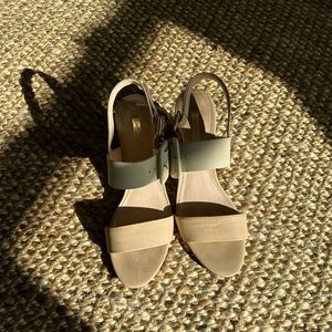 Nude and White Sandal Wedges